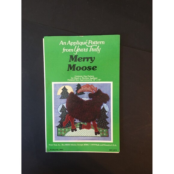 Vintage Applique Moose Quilt Pattern - Picture 2 of 3